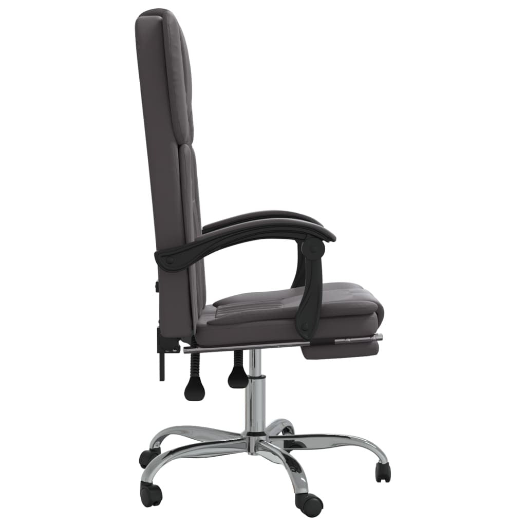 vidaXL Reclining Office Chair Grey Faux Leather