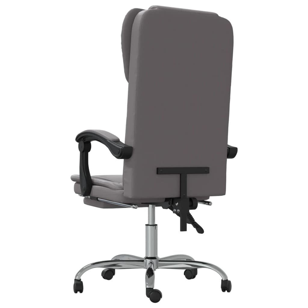 vidaXL Reclining Office Chair Grey Faux Leather