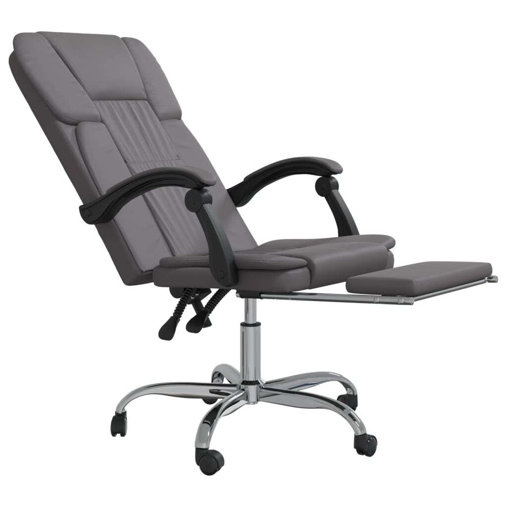 vidaXL Reclining Office Chair Grey Faux Leather