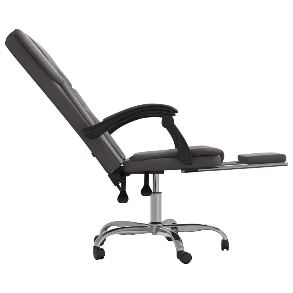 vidaXL Reclining Office Chair Grey Faux Leather