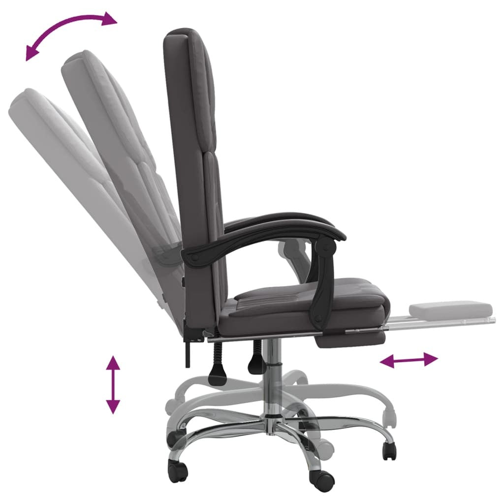 vidaXL Reclining Office Chair Grey Faux Leather