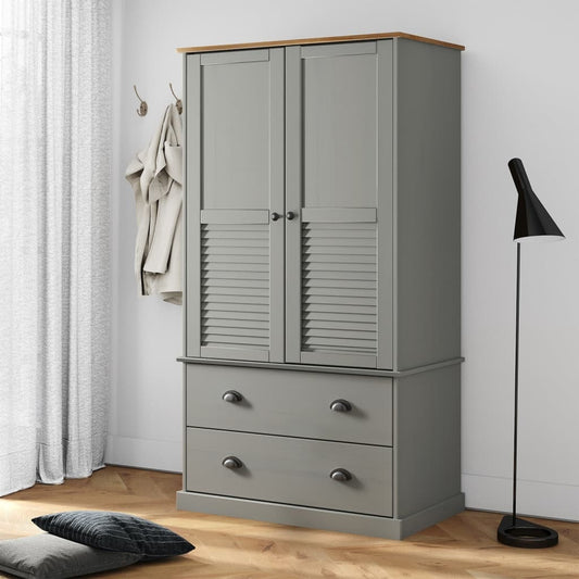 vidaXL Wardrobe VIGO Grey 90x55x176 cm Solid Wood Pine