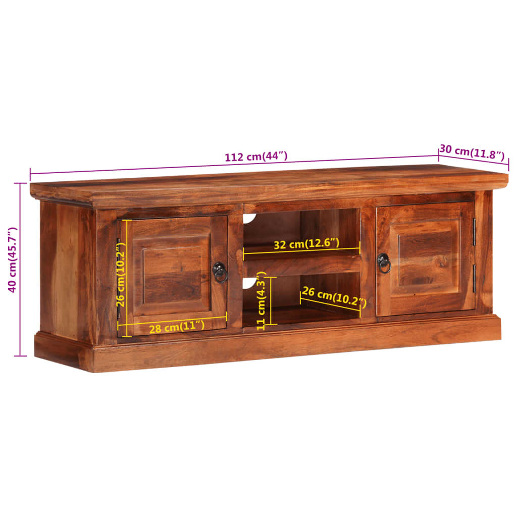 vidaXL TV Cabinet with Doors 112x30x40 cm Solid Wood Acacia