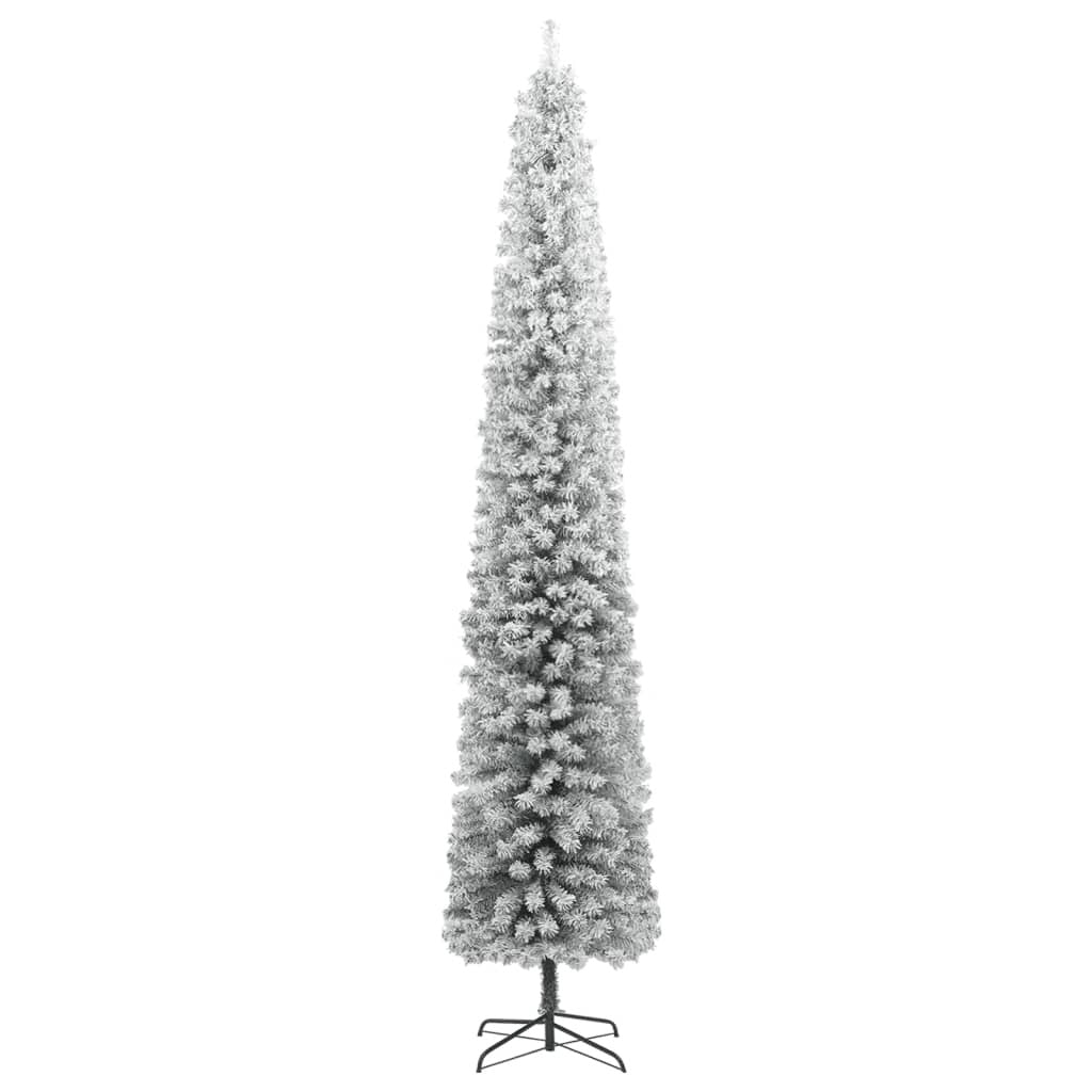 vidaXL Slim Christmas Tree with Stand and Flocked Snow 270 cm PVC