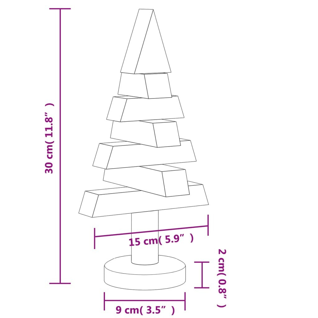 vidaXL Wooden Christmas Trees for Decoration 2 pcs 30 cm Solid Wood Pine