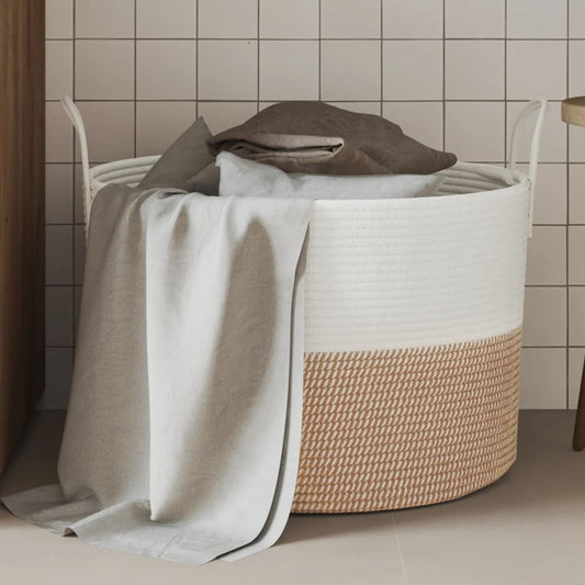 vidaXL Storage Basket Brown and White 51x33 cm Cotton