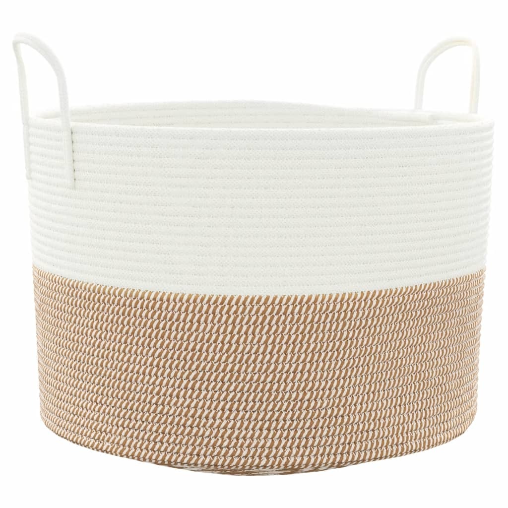 vidaXL Storage Basket Brown and White 51x33 cm Cotton