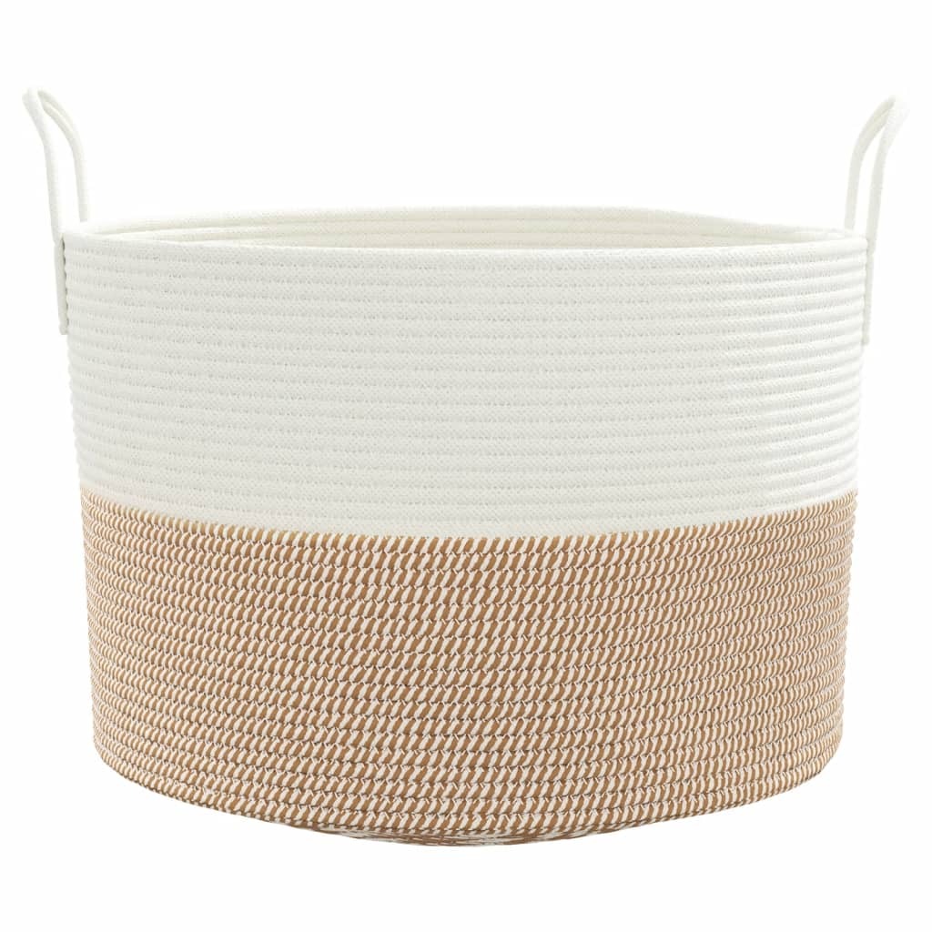 vidaXL Storage Basket Brown and White 51x33 cm Cotton