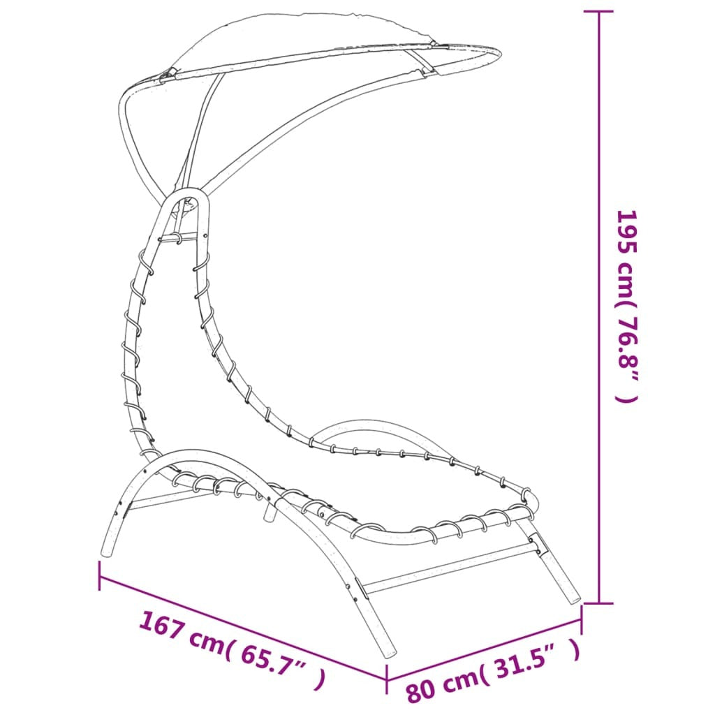 vidaXL Sun Lounger with Canopy Cream 167x80x195 cm Fabric and Steel