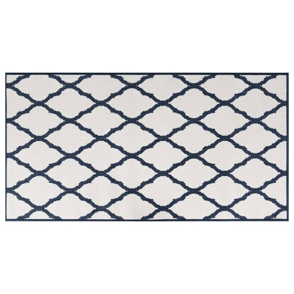 vidaXL Outdoor Rug Navy and White 80x150 cm Reversible Design