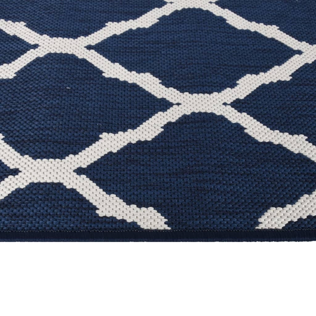 vidaXL Outdoor Rug Navy and White 80x150 cm Reversible Design