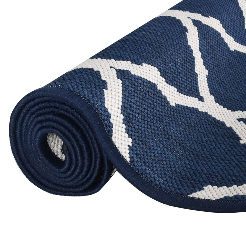 vidaXL Outdoor Rug Navy and White 80x150 cm Reversible Design