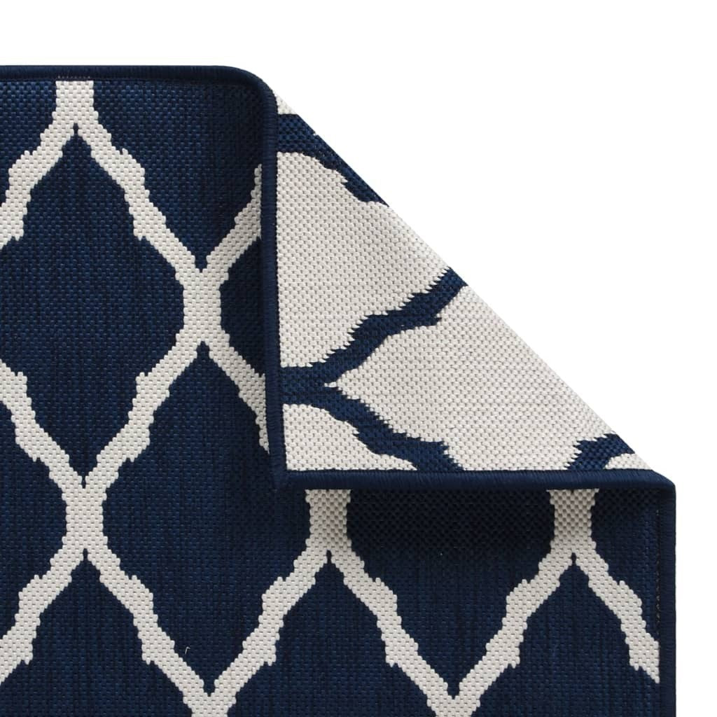 vidaXL Outdoor Rug Navy and White 80x150 cm Reversible Design