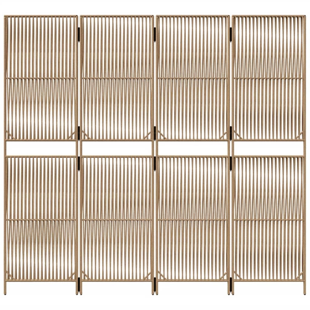 vidaXL Room Divider 4 Panels Beige Poly Rattan