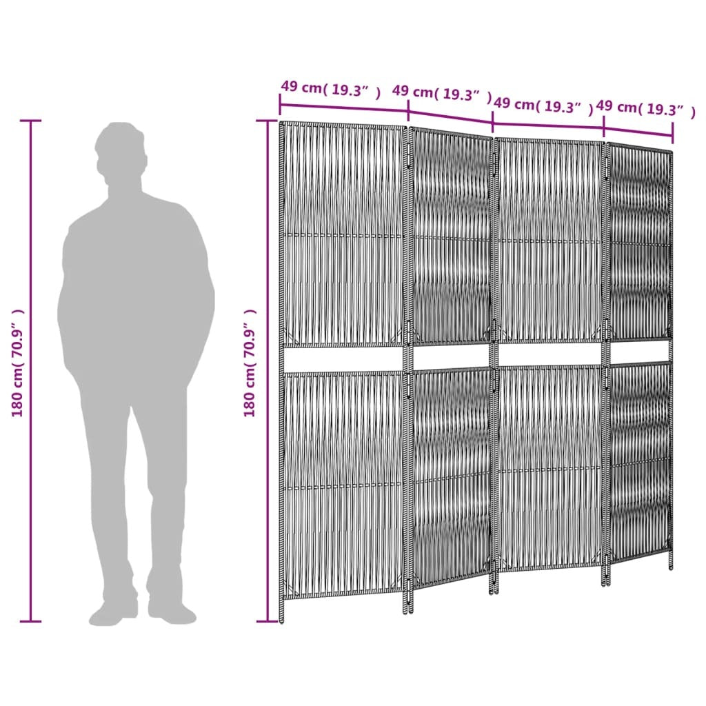 vidaXL Room Divider 4 Panels Beige Poly Rattan