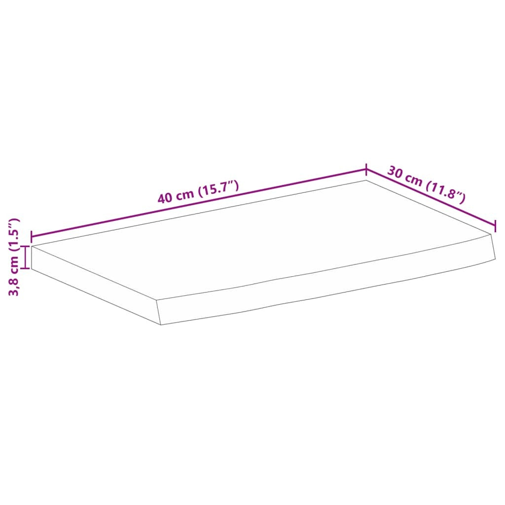 vidaXL Table Top 40x30x3.8 cm Live Edge Solid Wood Rough Mango