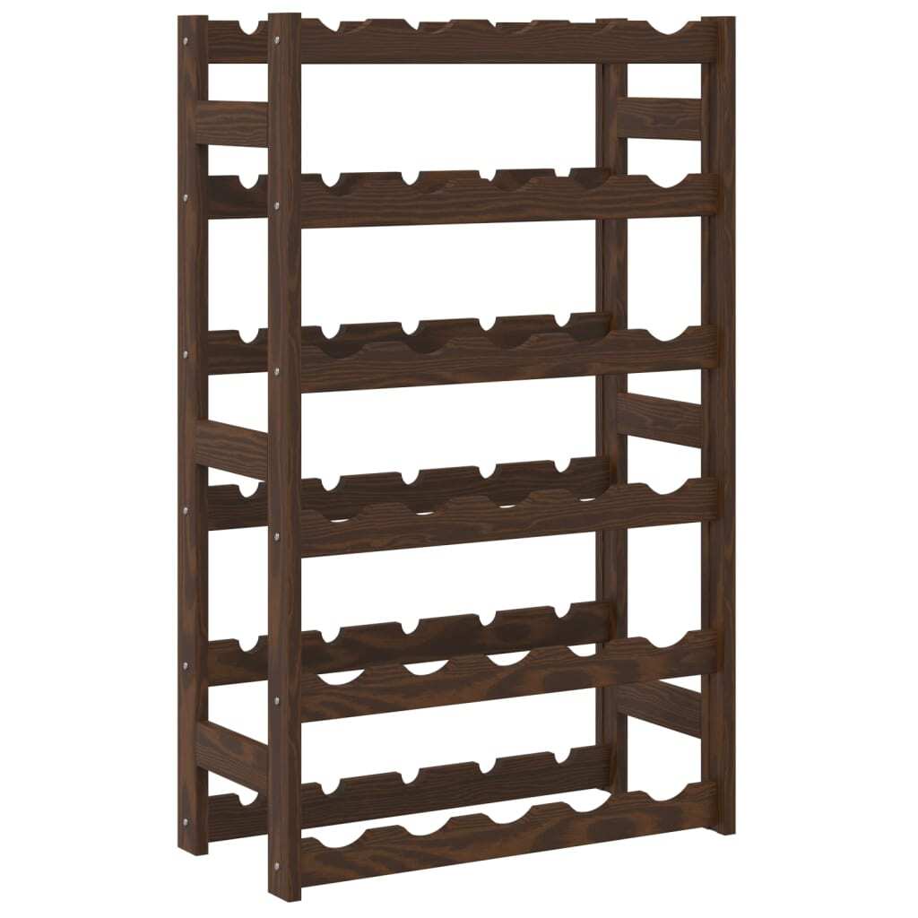 Wine Rack for 30 Bottles Brown Solid Wood Pine