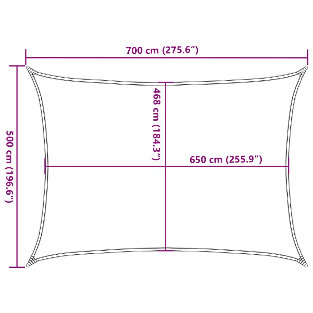 vidaXL Sun Shade Sail Light Grey 7x5 m 100% Polyester Oxford