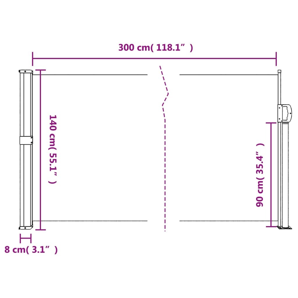 vidaXL Retractable Side Awning Dark Green 140x300 cm