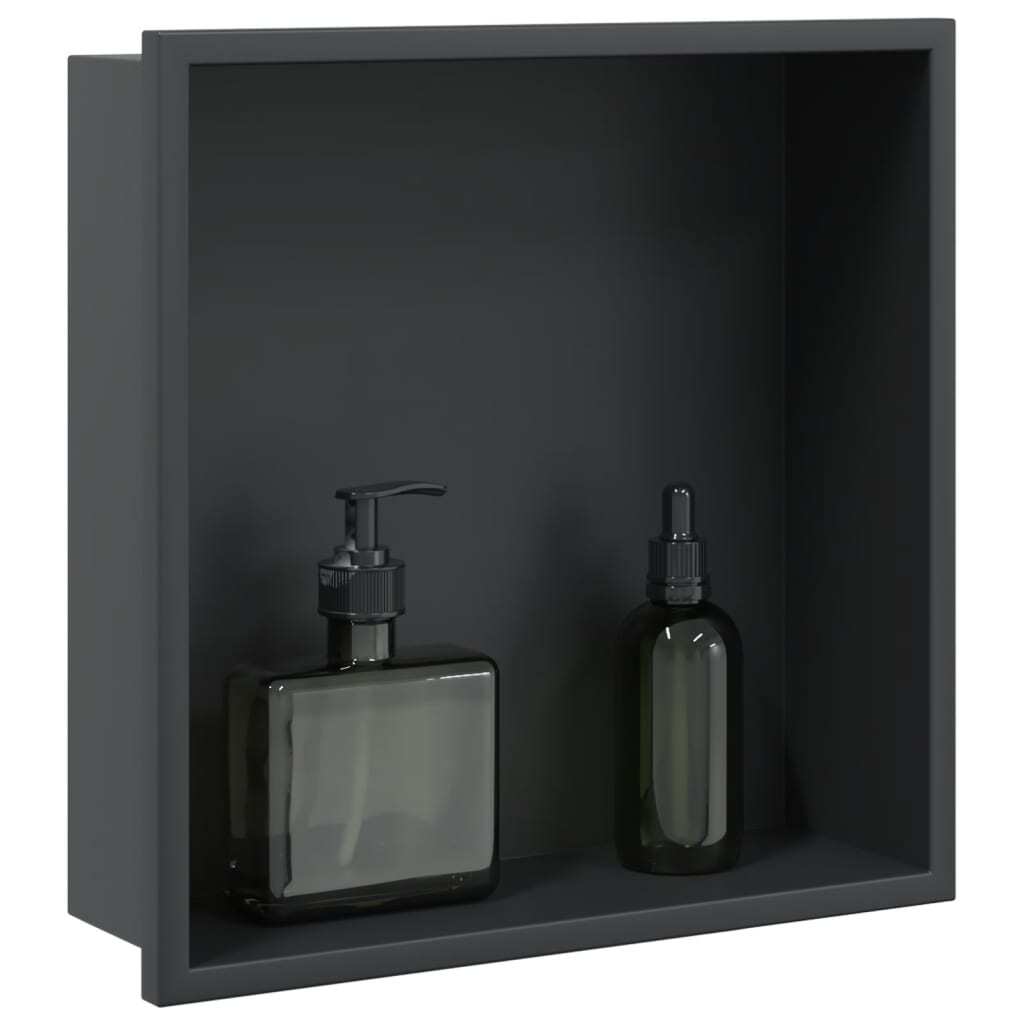 vidaXL Shower Niche Matt Black 32x32x9 cm Stainless Steel