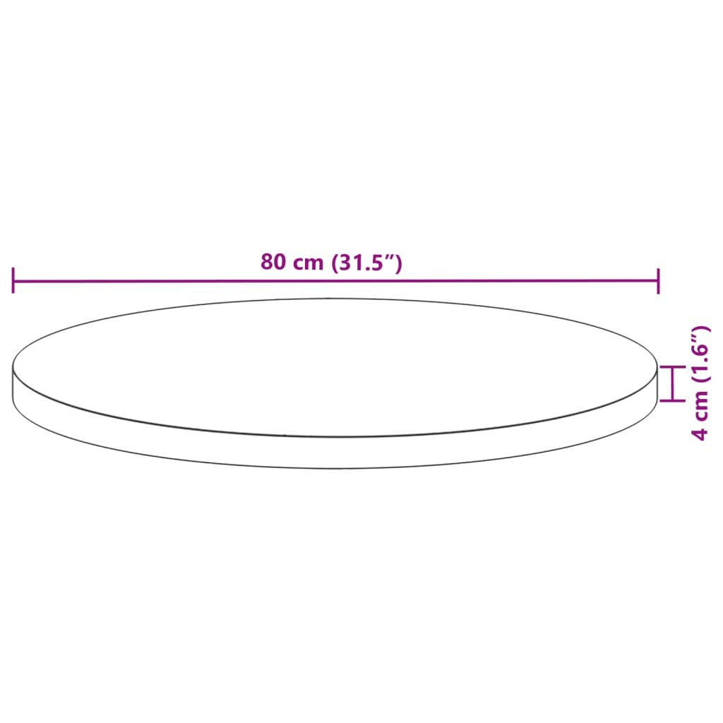 vidaXL Table Top Round 80x4 cm Solid Wood Acacia