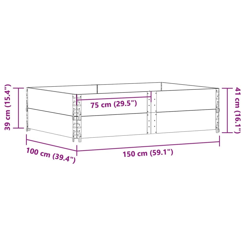 vidaXL Pallet Collars 2 pcs 150x100 cm Solid Wood Pine