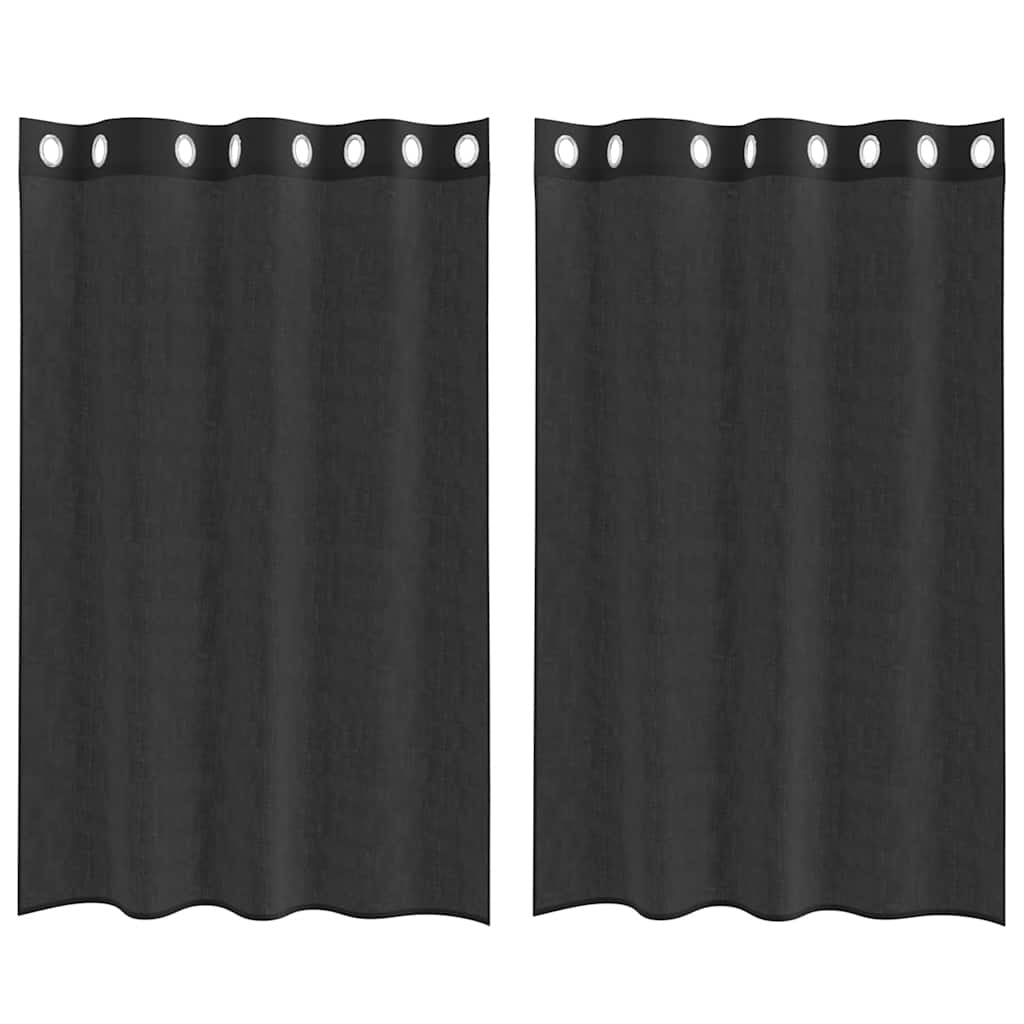 Voile Curtains with Grommets 2 pcs Black 140x175 cm