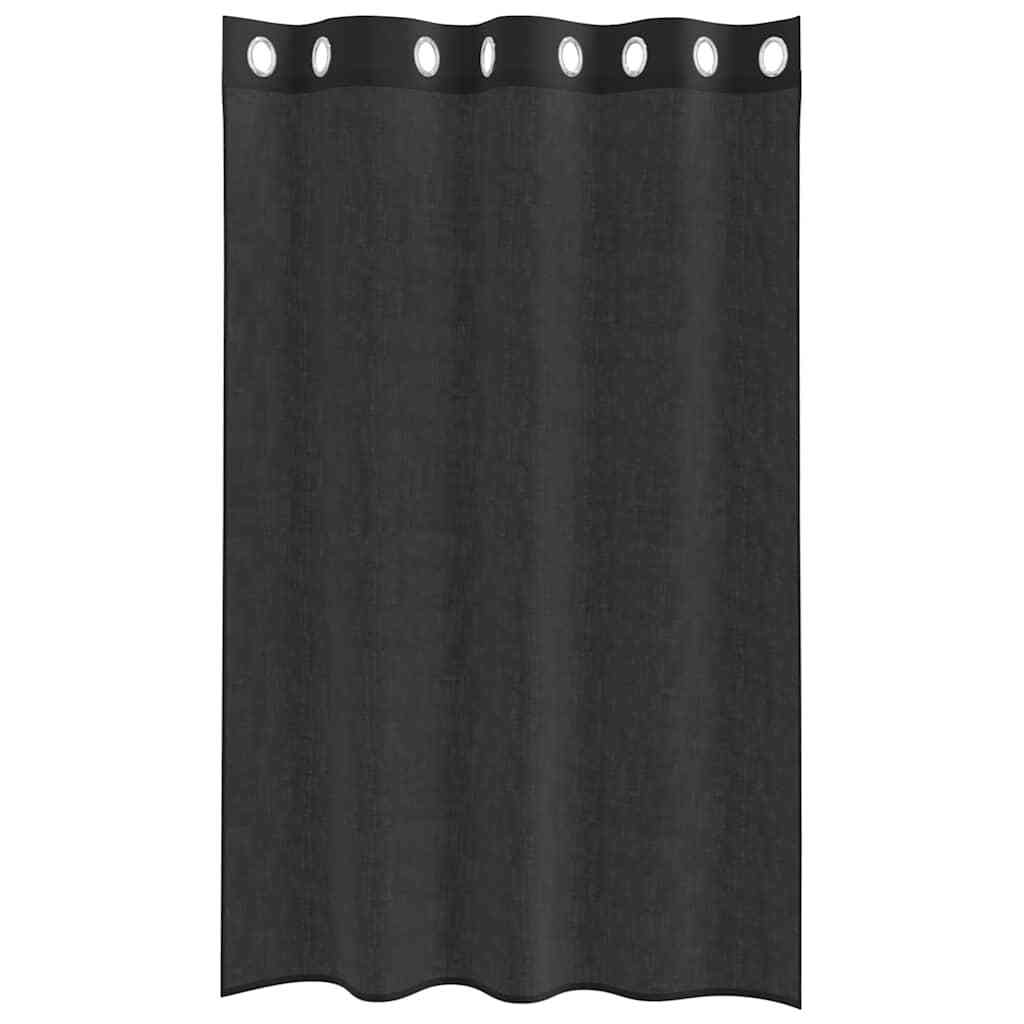 Voile Curtains with Grommets 2 pcs Black 140x175 cm