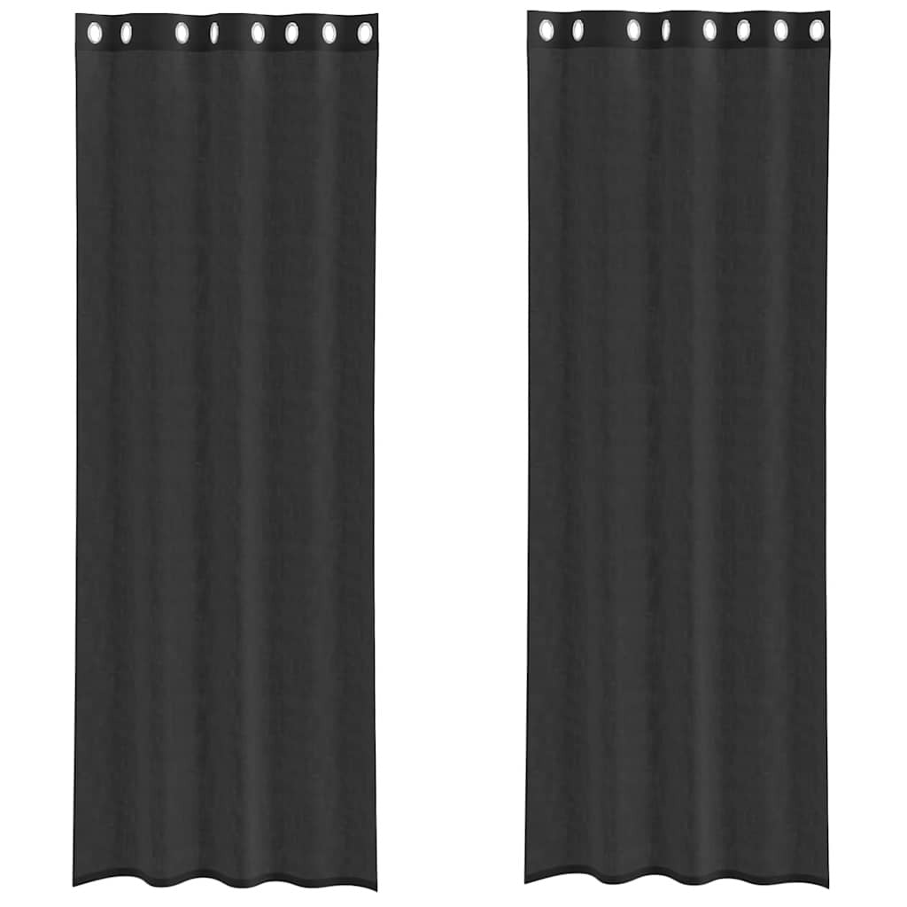 Voile Curtains with Grommets 2 pcs Black 140x260 cm