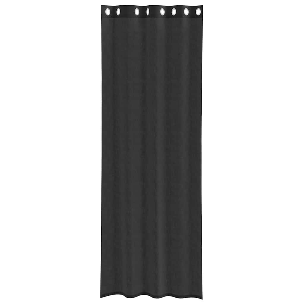 Voile Curtains with Grommets 2 pcs Black 140x260 cm