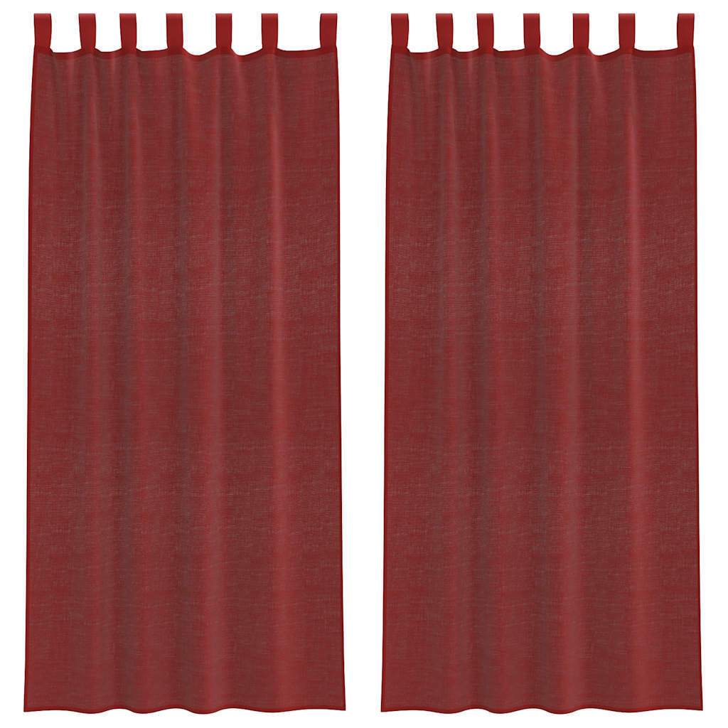 Voile Curtains with Rod Pockets 2 pcs Wine Red