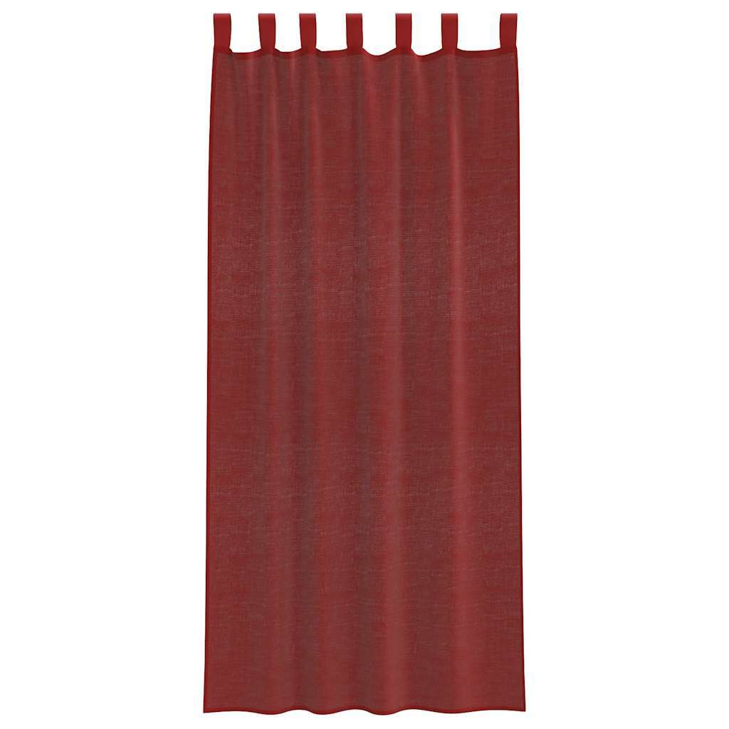 Voile Curtains with Rod Pockets 2 pcs Wine Red