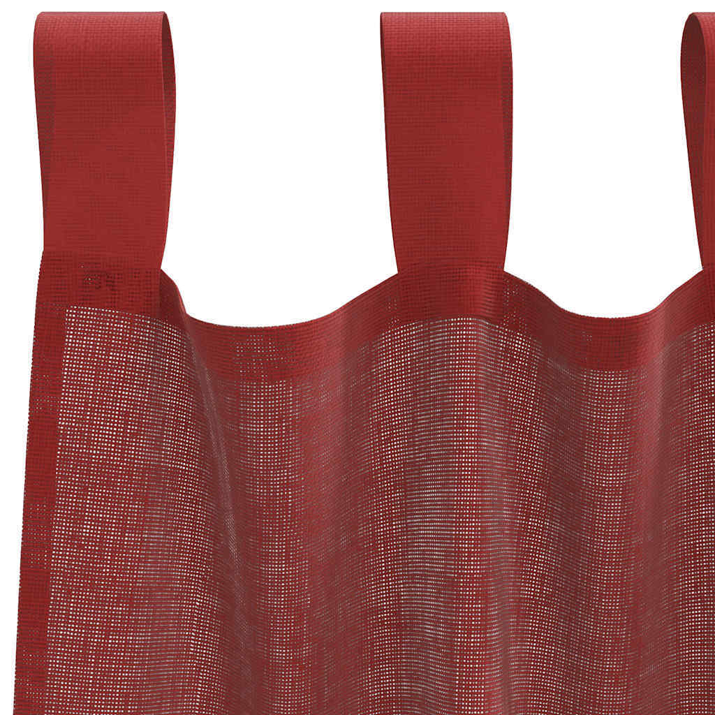 Voile Curtains with Rod Pockets 2 pcs Wine Red