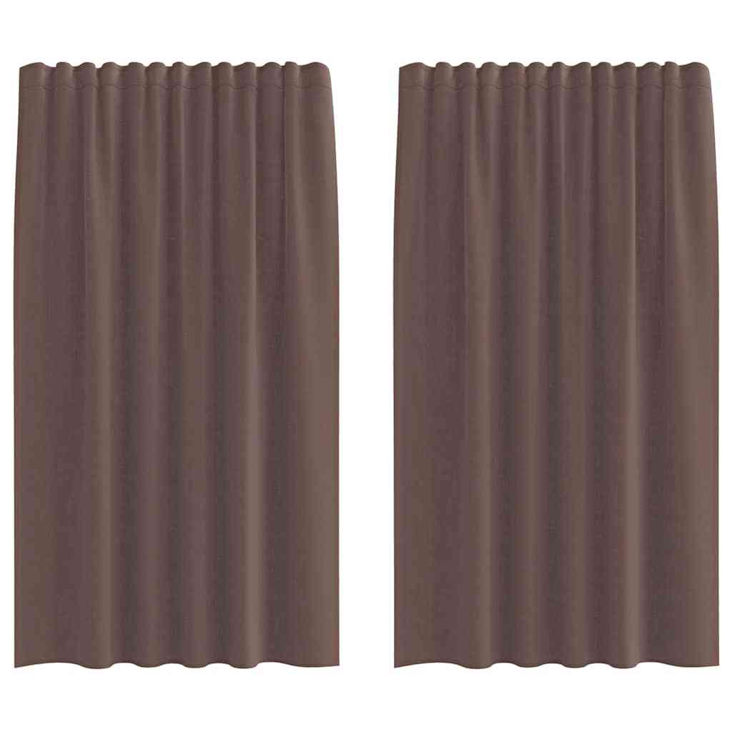 Voile Curtains with Tab Top 2 pcs Brown