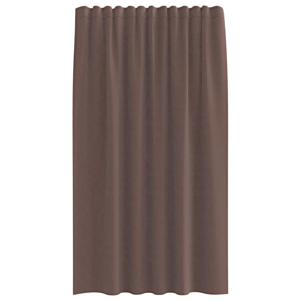 Voile Curtains with Tab Top 2 pcs Brown