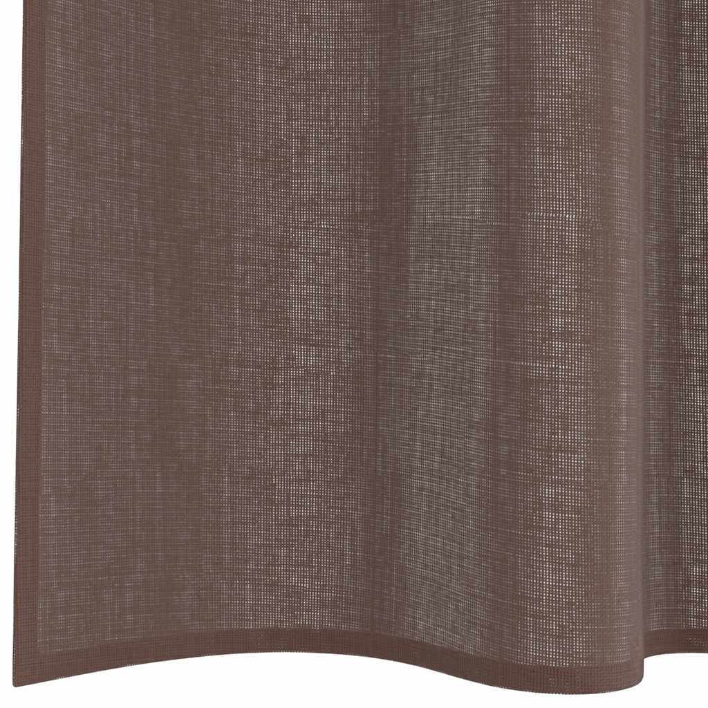 Voile Curtains with Tab Top 2 pcs Brown