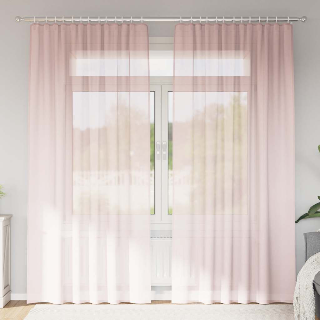 Voile Curtains with Loops 2 pcs Light Pink 140x245 cm