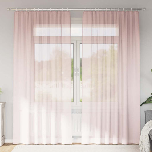 Voile Curtains with Loops 2 pcs Light Pink 140x245 cm