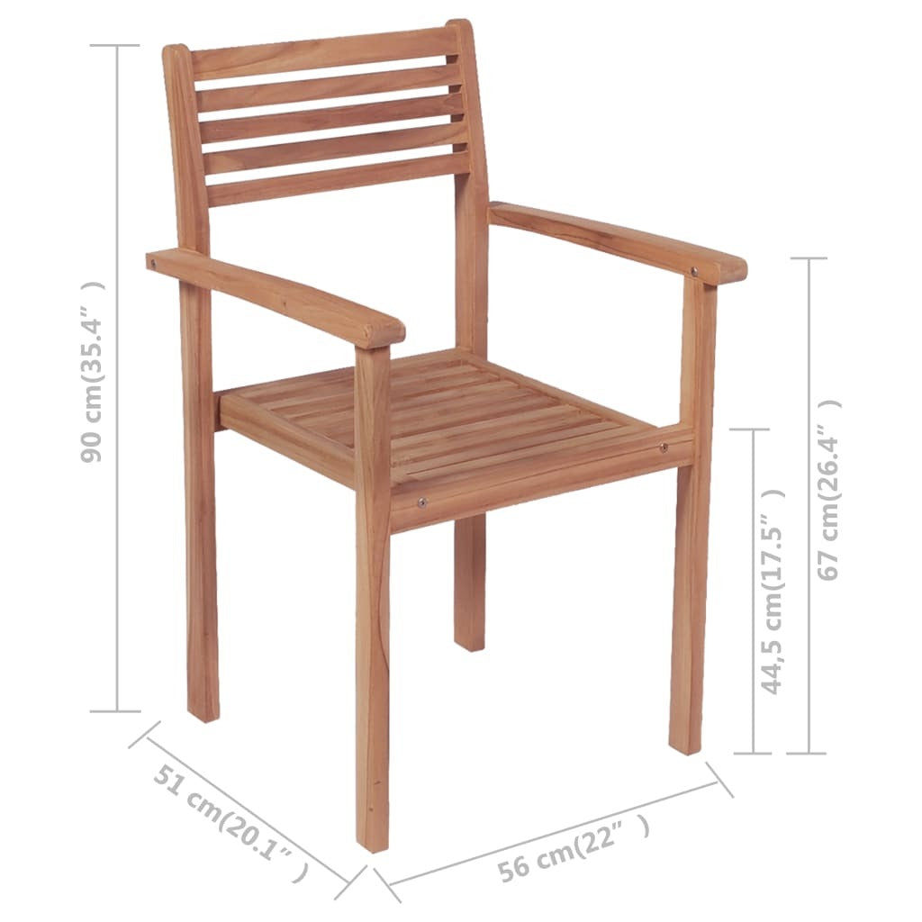 vidaXL Stackable Garden Chairs 2 pcs Solid Teak Wood