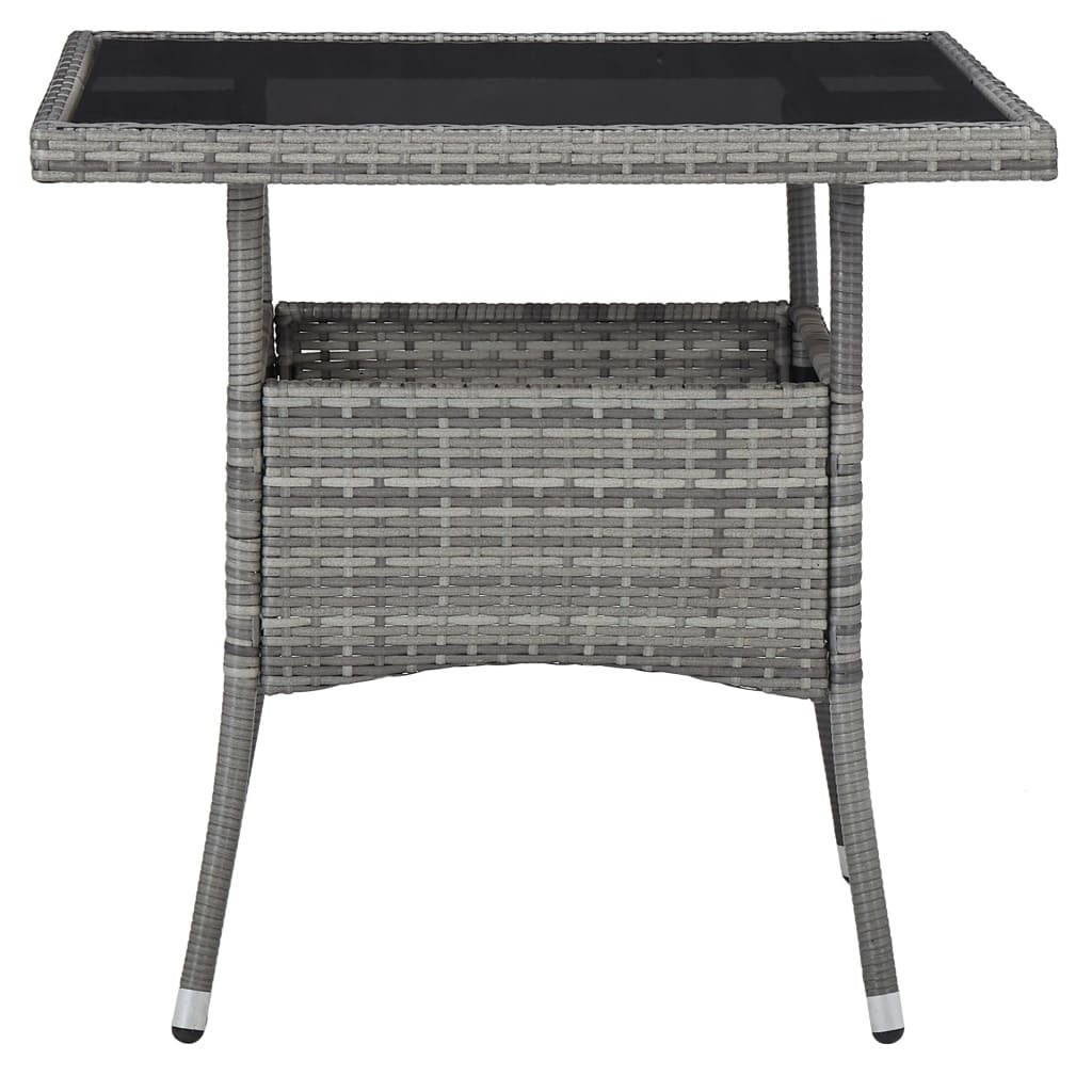 vidaXL Outdoor Dining Table Grey Poly Rattan and Glass