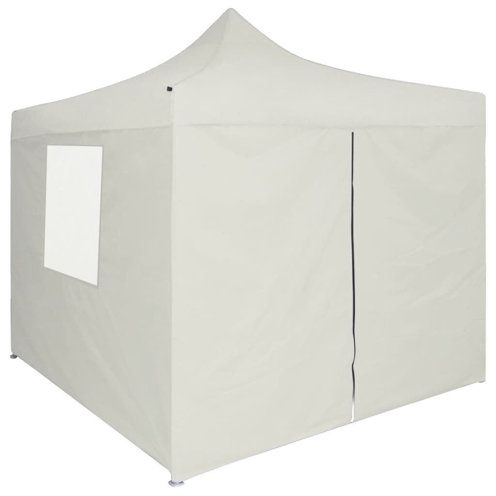 vidaXL Professional Folding Party Tent with 4 Sidewalls 2x2 m Steel Cream