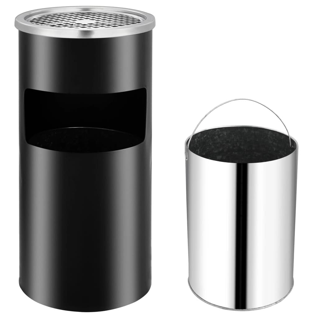 Wall Ashtray Dustbin Steel 26 L Black