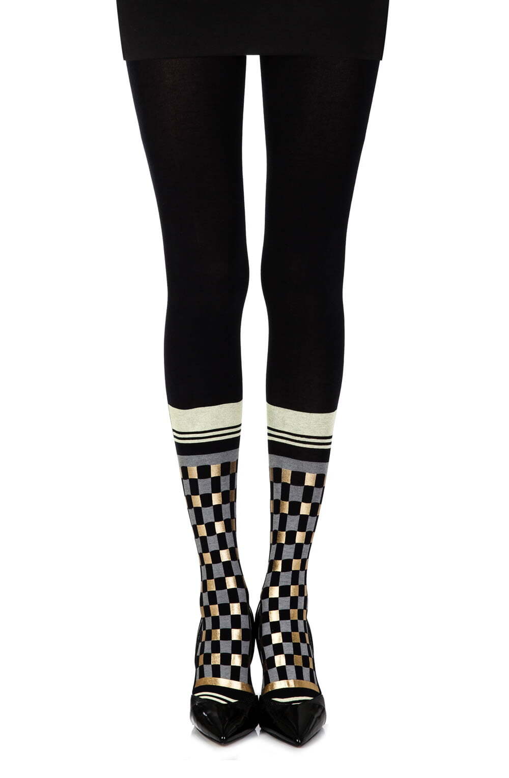 Zohara "Happy Socks" Black Print Tights