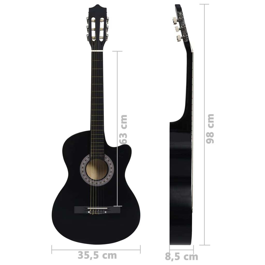 Western Classical Cutaway Guitar with 6 Strings Black 38"