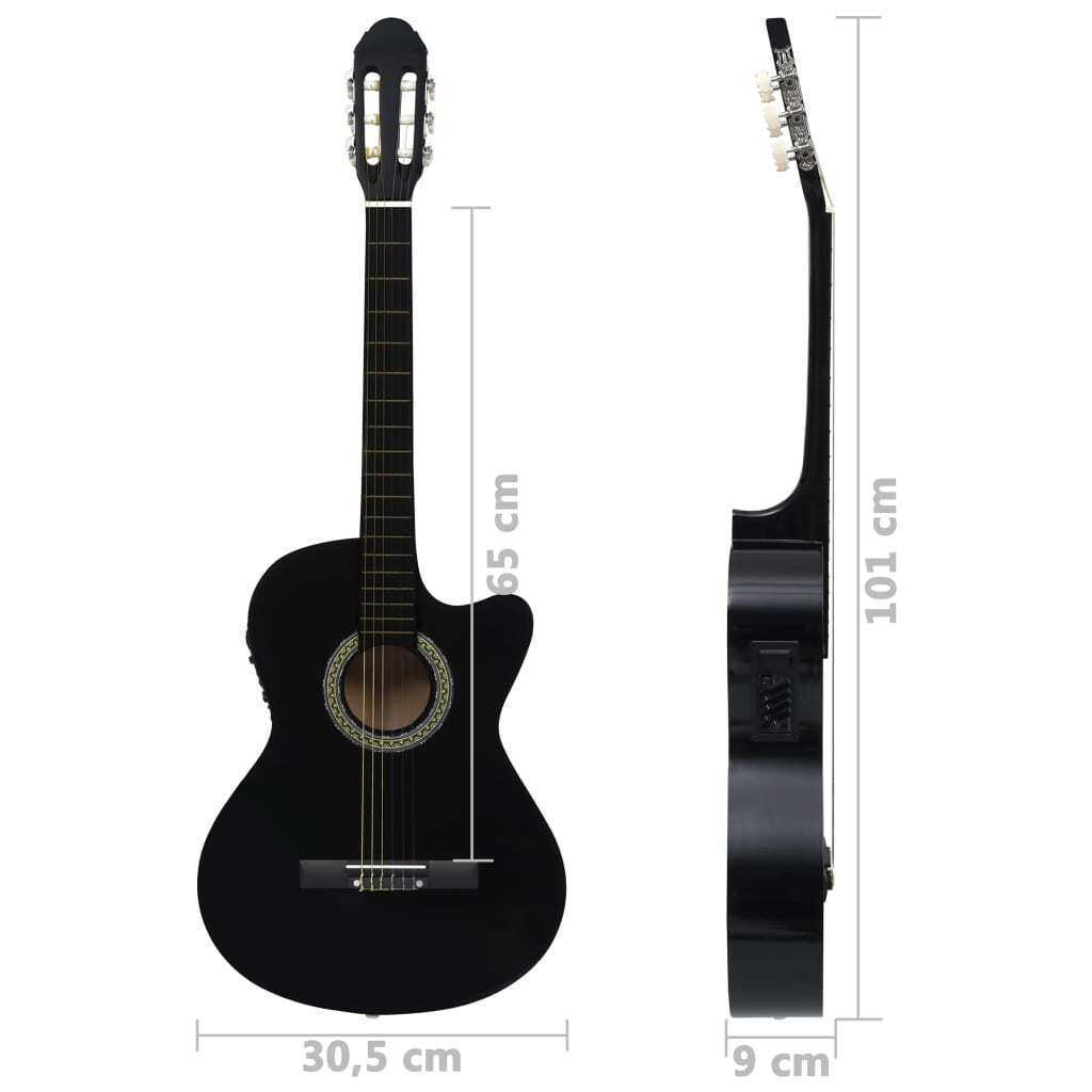 Western Classical Cutaway Guitar with Equalizer 6 Strings Black