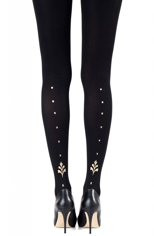 Zohara "Dot Calm" Gold Print Tights