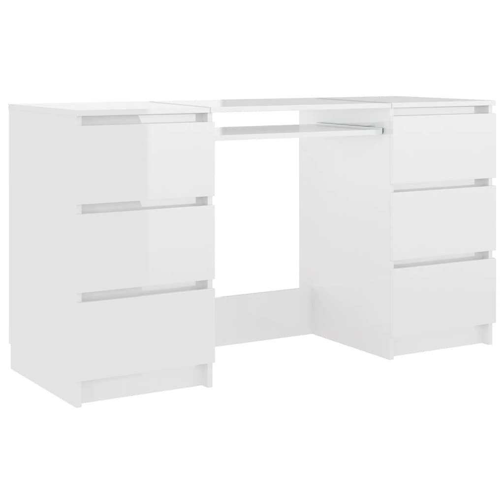 Writing Desk High Gloss White 140x50x77 cm Engineered Wood