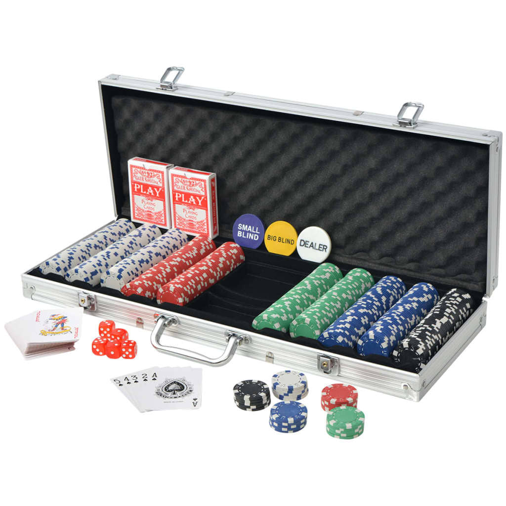 vidaXL Poker Set with 500 Chips Aluminium