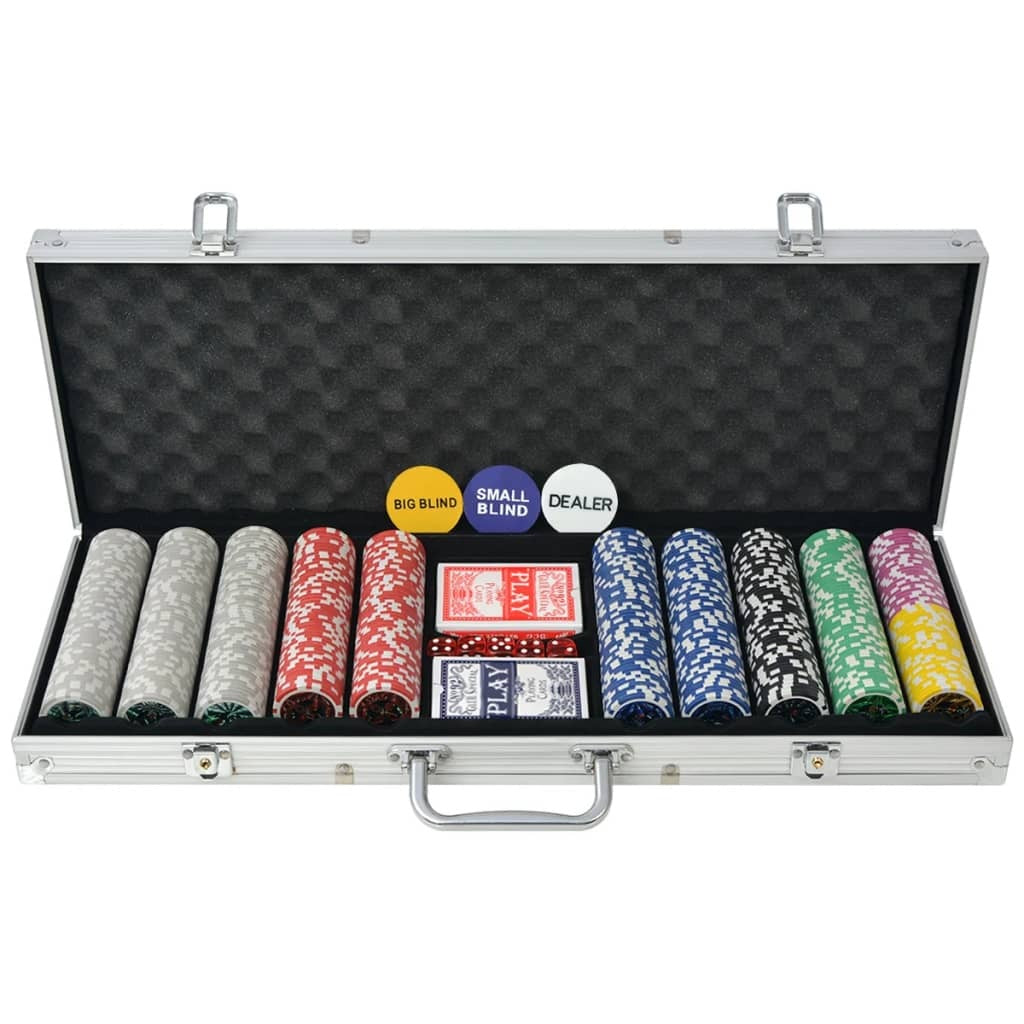 vidaXL Poker Set with 500 Laser Chips Aluminium