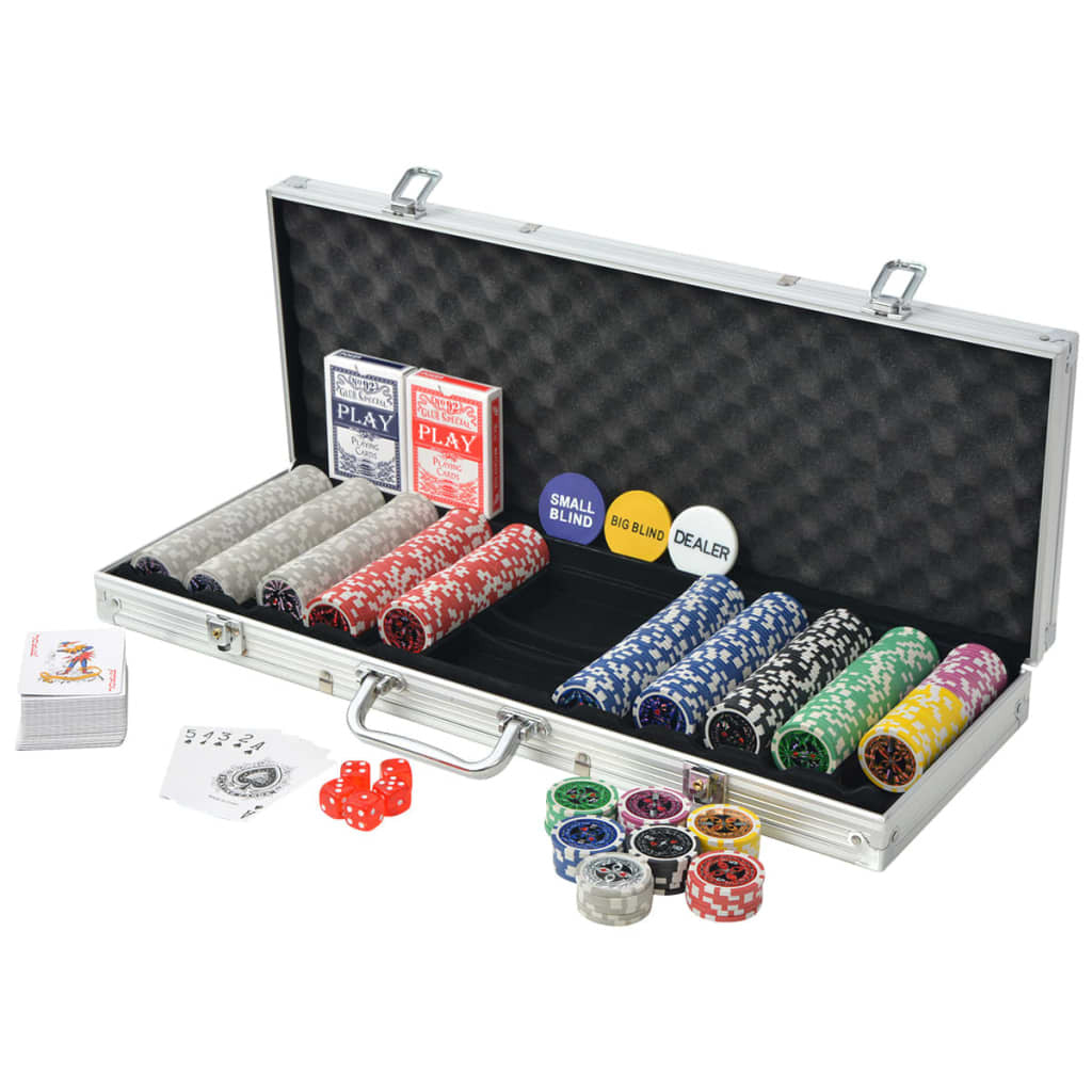 vidaXL Poker Set with 500 Laser Chips Aluminium